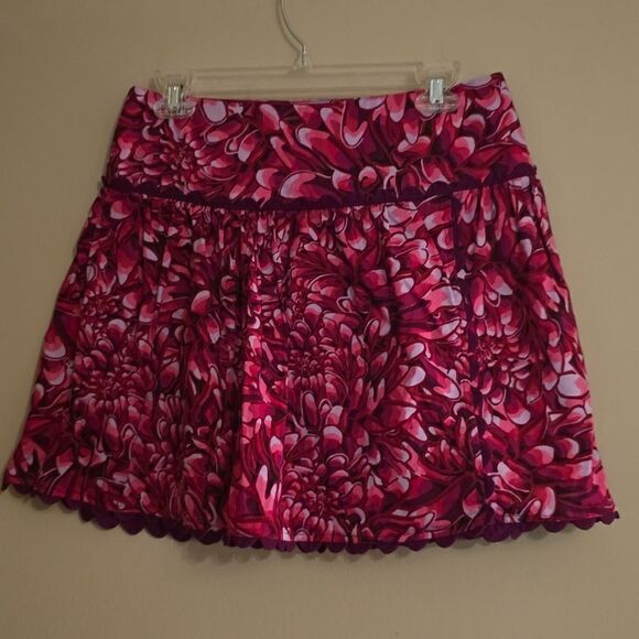 Kika Vargas Women's size 6 Hot pink Floral Mock Wrap‎ Zip Mini Skirt pockets - Picture 1 of 8